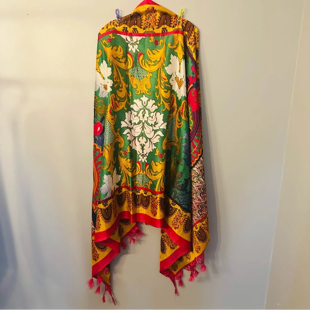 Vibrant Multicolor Women's Shawl Scarf Pasch - Bold Floral & Paisley - Picture 6 of 7